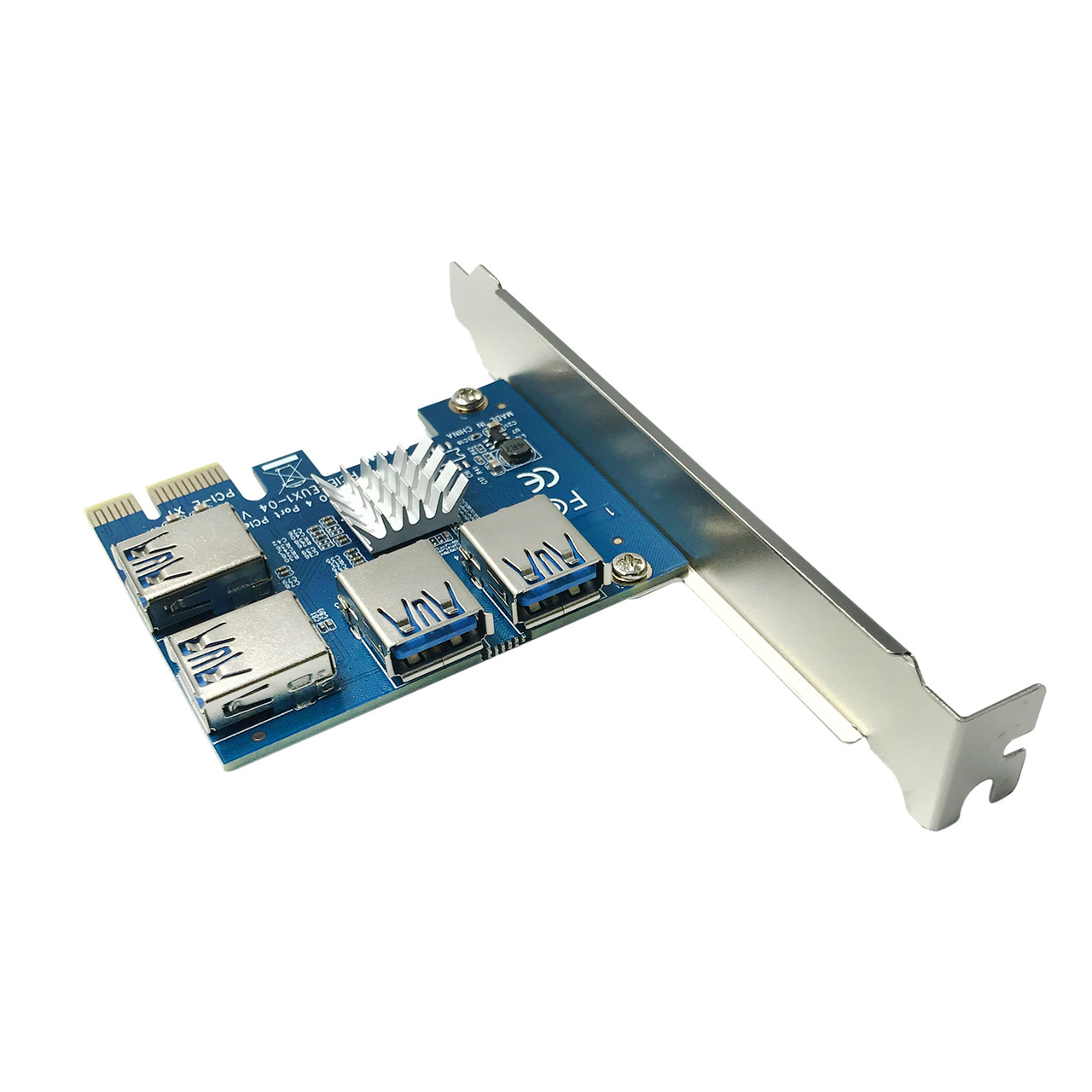 AAAwave PCI Express 1X to 16X Riser Card 1 to 4 USB3.0 Multiplier Hub Adapter