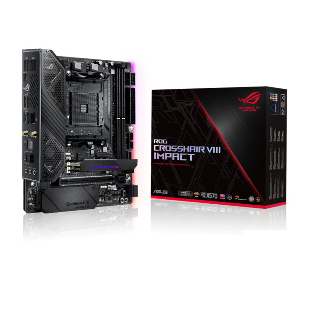 ASUS ROG CROSSHAIR VIII IMPACT Socket AM4/ AMD X570/ DDR4/ SATA3&USB3.2/ M.2/ WiFi+Bluetooth/ A&GbE/ Mini-DTX Motherboard
