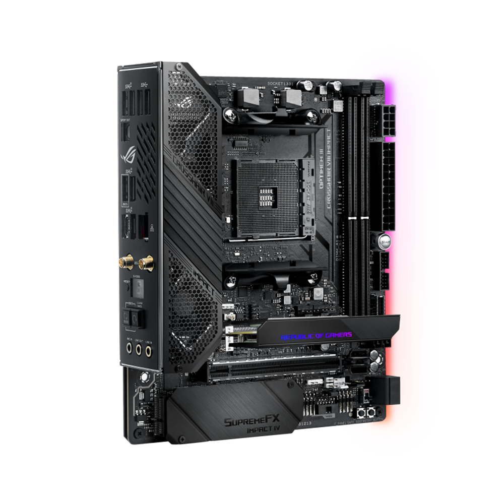 ASUS ROG CROSSHAIR VIII IMPACT Socket AM4/ AMD X570/ DDR4/ SATA3&USB3.2/ M.2/ WiFi+Bluetooth/ A&GbE/ Mini-DTX Motherboard