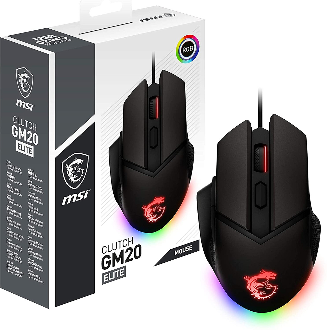 MSI CLUTCH GM20 ELITE Gaming USB RGB Adjustable up to 6400 DPI Desktop Laptop Gaming Grade Optical Mouse