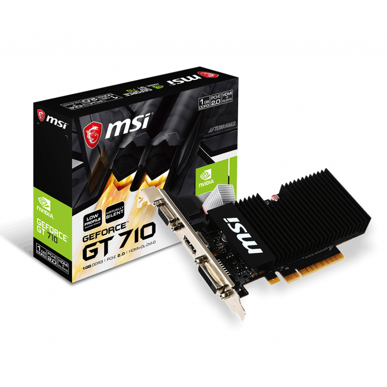 MSI GT 710 1GD3H LPV1 GeForce GT 710 1GB GDRR3 64-bit HDCP Support DirectX 12  Heat Sink Low Profile Graphics Card