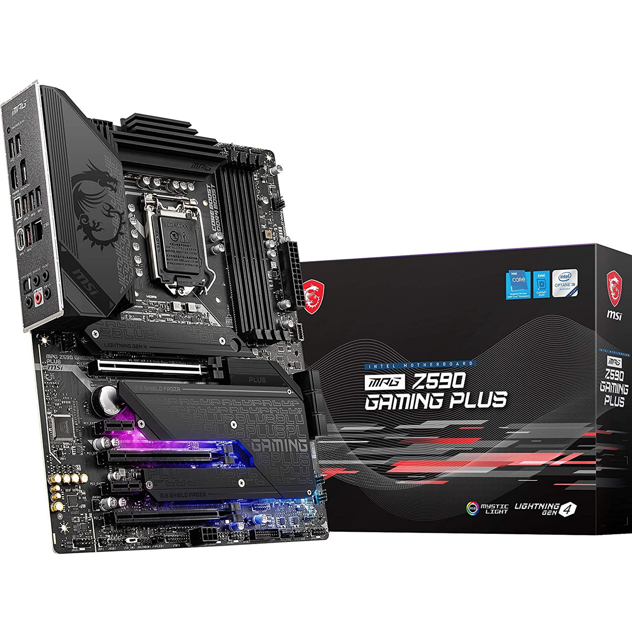 MSI MPG Z590 GAMING PLUS Gaming Motherboard (ATX,1th/10th Gen, LGA 1200, DDR4, PCIe 4, CFX, M.2 Slots,USB 3.2 Gen 2)