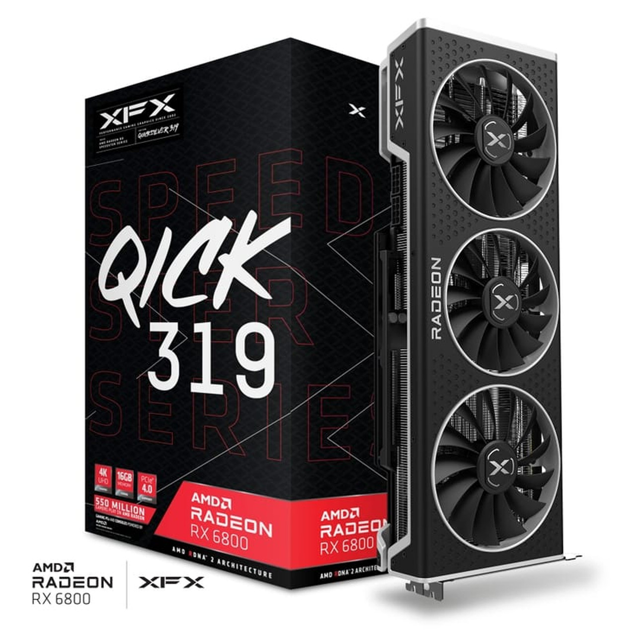 XFX RX-68XLALBD9 Speedster QICK 319 AMD Radeon™ RX 6800 BLACK Gaming Graphics Card with 16GB GDDR6, AMD RDNA™ 2 (Limited supply, All sales are final)