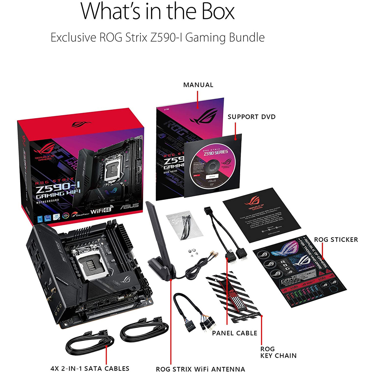 ASUS ROG STRIX Z590-I GAMING WIFI LGA 1200 Mini-ITX Gaming Motherboard PCIe 4.0,Thunderbolt 4, USB 3.2 Gen 2 , M.2 Slots
