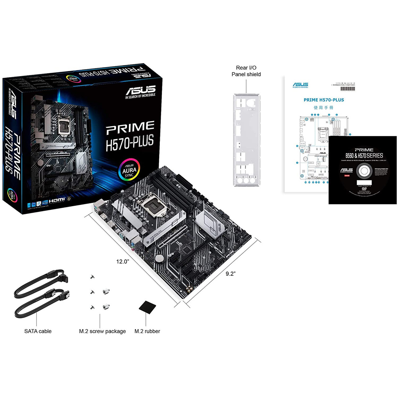 ASUS PRIME H570-PLUS LGA1200 ATX Motherboard PCIe 4.0,HDMI, DVI,DisplayPort,Dual M.2,USB 3.2 Gen 2 Type-C,Thunderbolt 4