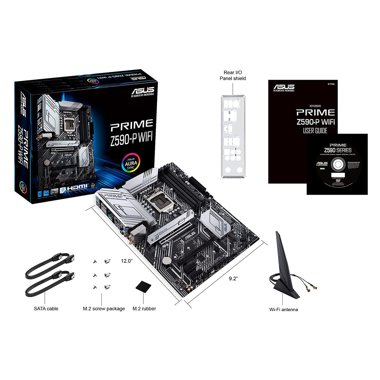 ASUS Prime Z590-P WiFi LGA 1200 (Intel 11th/10th Gen) ATX Motherboard (PCIe 4.0, 10+1 Power Stages 3X M.2 WiFi 6, 2.5Gb LAN, Front Panel USB 3.2 Gen 2 USB Type-C, Thunderbolt 4 Support Aura Sync RGB)