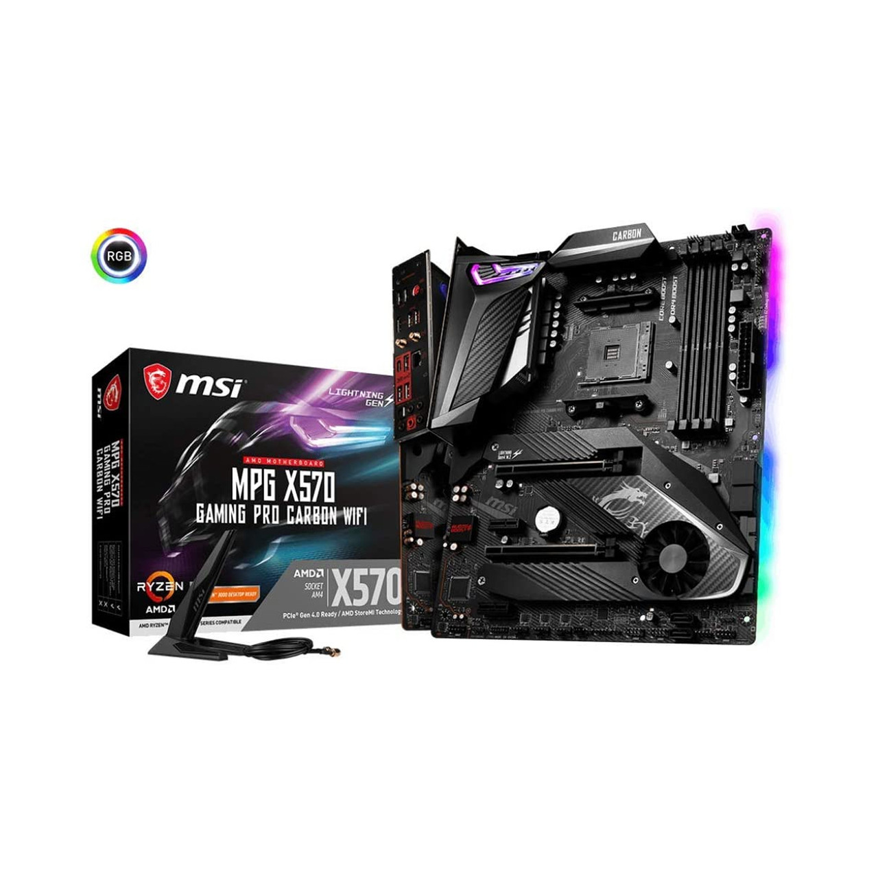 MSI MPG X570 GAMING PRO CARBON WIFI Motherboard AMD AM4, DDR4, PCIe 4.0,SATA 6Gb/s, M.2,USB 3.2 Gen 2, Wi-Fi 6,HDMI, ATX