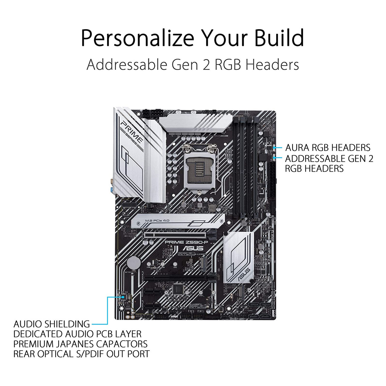 ASUS PRIME Z590-P LGA 1200 ATX Motherboard PCIe 4.0, 3X M.2, 2.5Gb LAN, Front Panel USB 3.2 Gen 2 , Thunderbolt 4