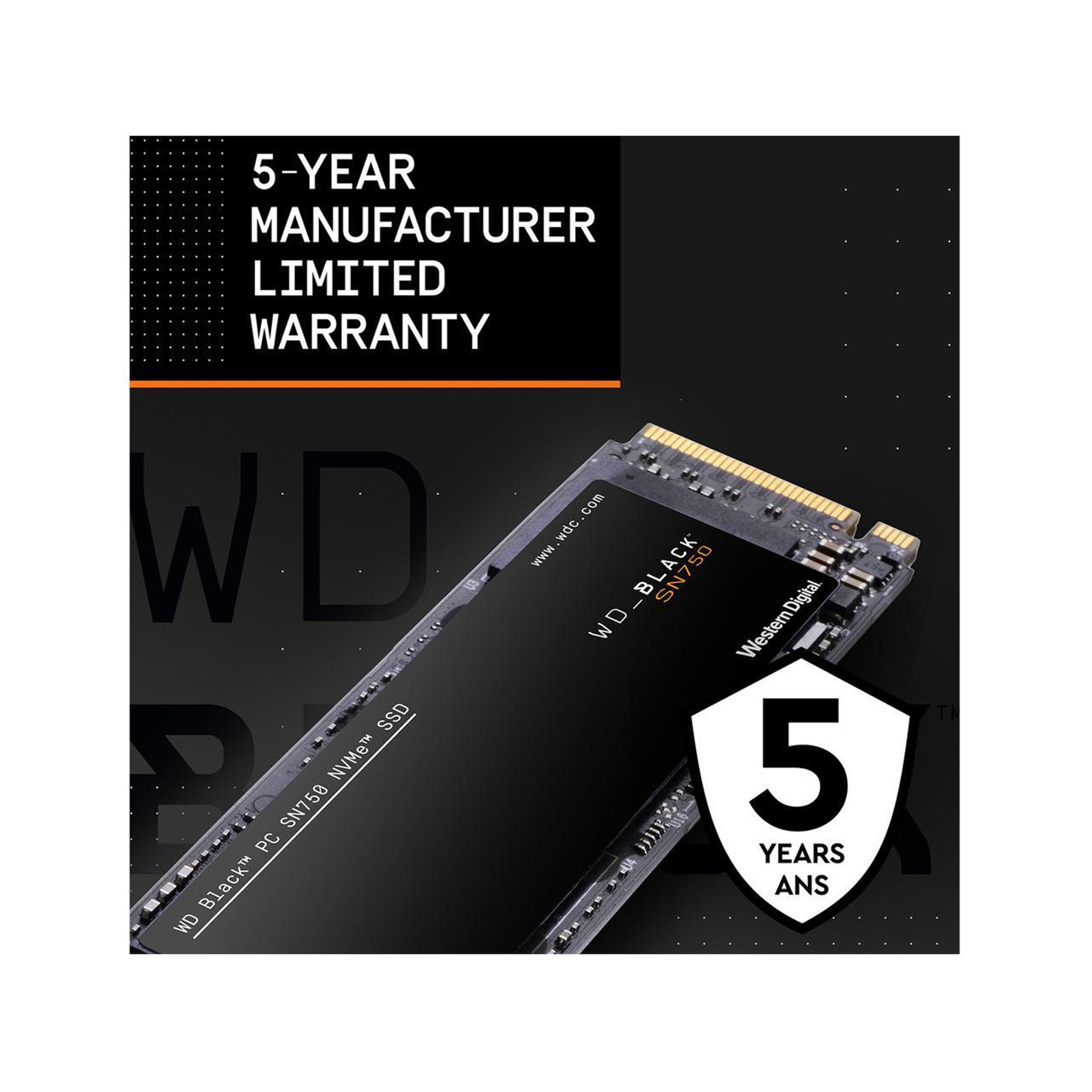 WD WDS100T3X0C BLACK SN750 NVMe M.2 2280 SSD 1TB PCI-Express 3.0 x4 64-layer 3D NAND Internal Solid State Drive