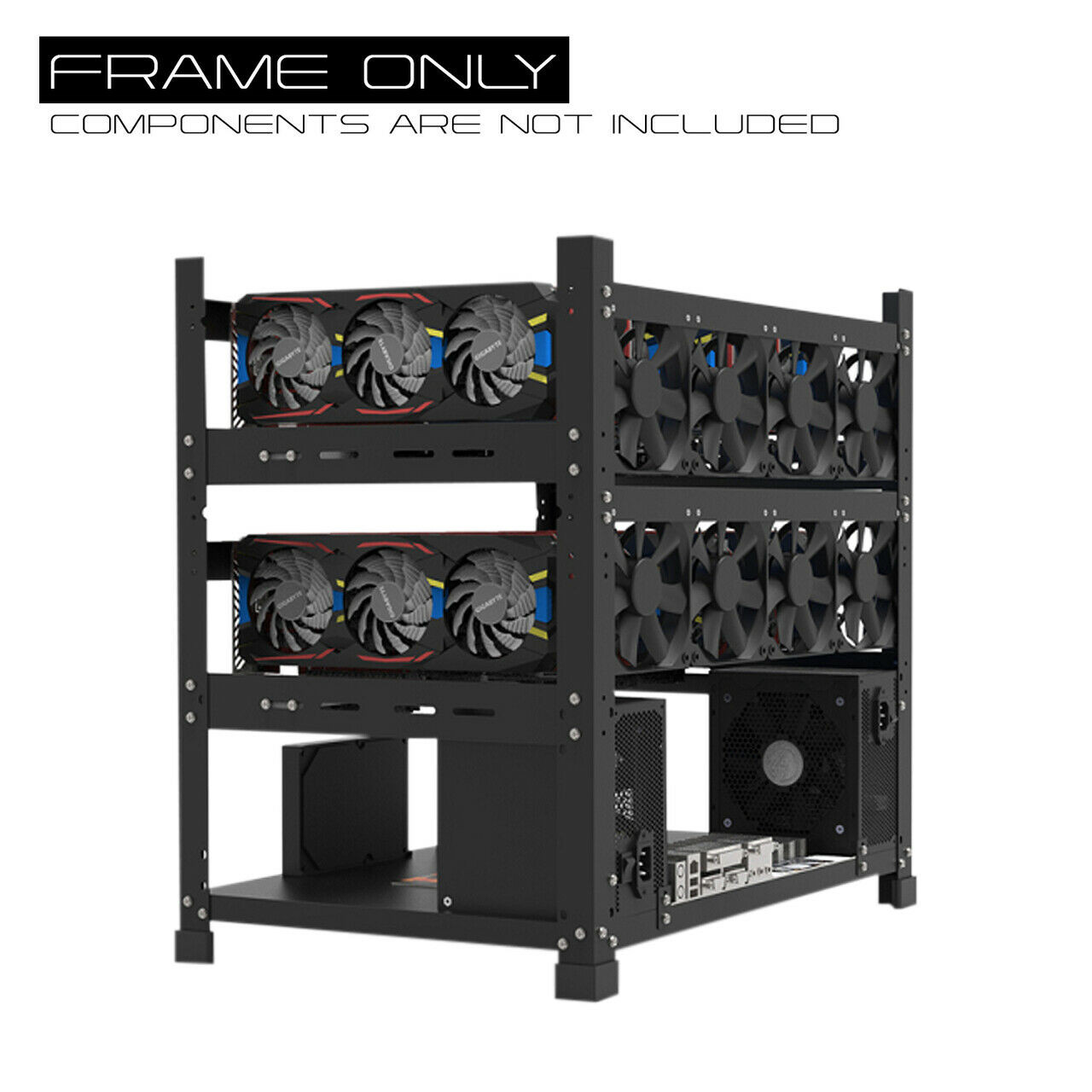 AAAwave 12GPU Mining Rig Frame and 12 x AAAwave PCIe Riser V011 Pro and Titanium Micro PD560 500GB Internal SSD