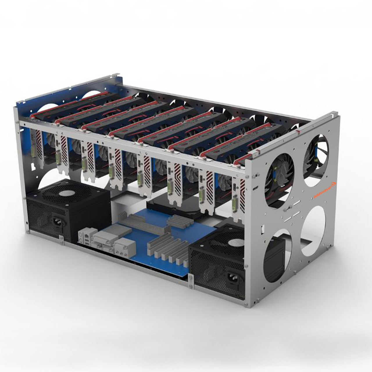 AAAwave 10GPU The Dredge II Mining frame stackable and PCIe Riser V011 Pro (10pcs)