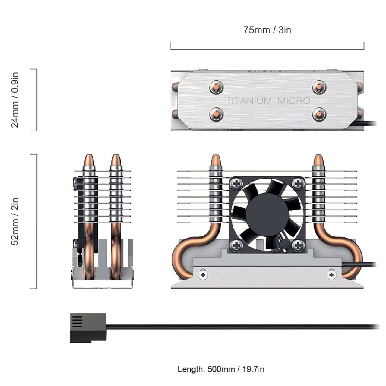 Titanium Micro TH3500 4TB PCIe NVMe Gen 3 M.2 2280 Internal SSD With Nitro Pro M.2 NVMe Cooler Heatsink with 30mm Fan