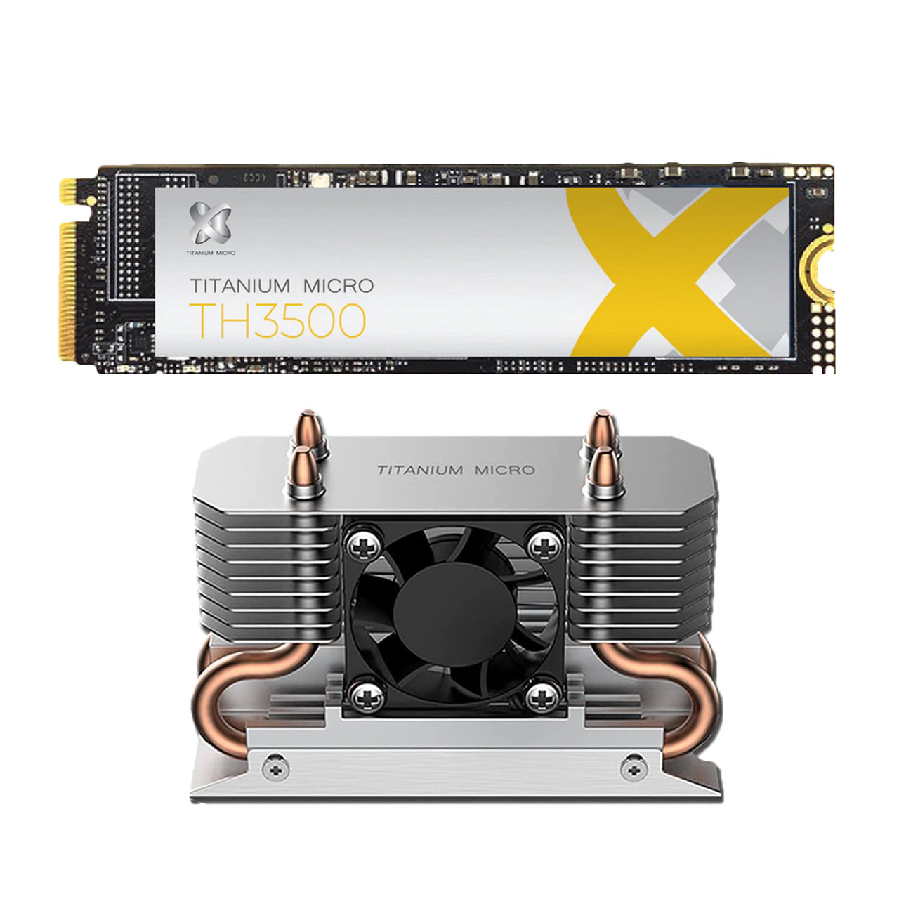 Titanium Micro TH3500 8TB PCIe NVMe Gen 3 M.2 2280 Internal SSD With Nitro Pro M.2 NVMe Cooler Heatsink with 30mm Fan