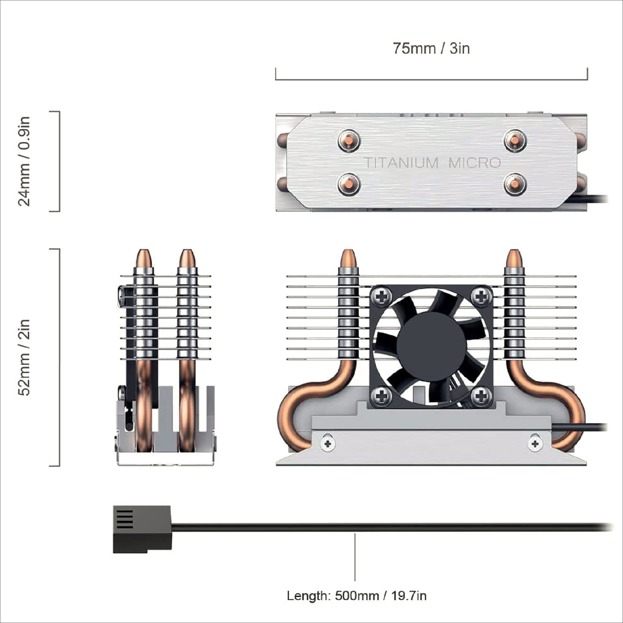 Titanium Micro TH3500 8TB PCIe NVMe Gen 3 M.2 2280 Internal SSD With Nitro Pro M.2 NVMe Cooler Heatsink with 30mm Fan