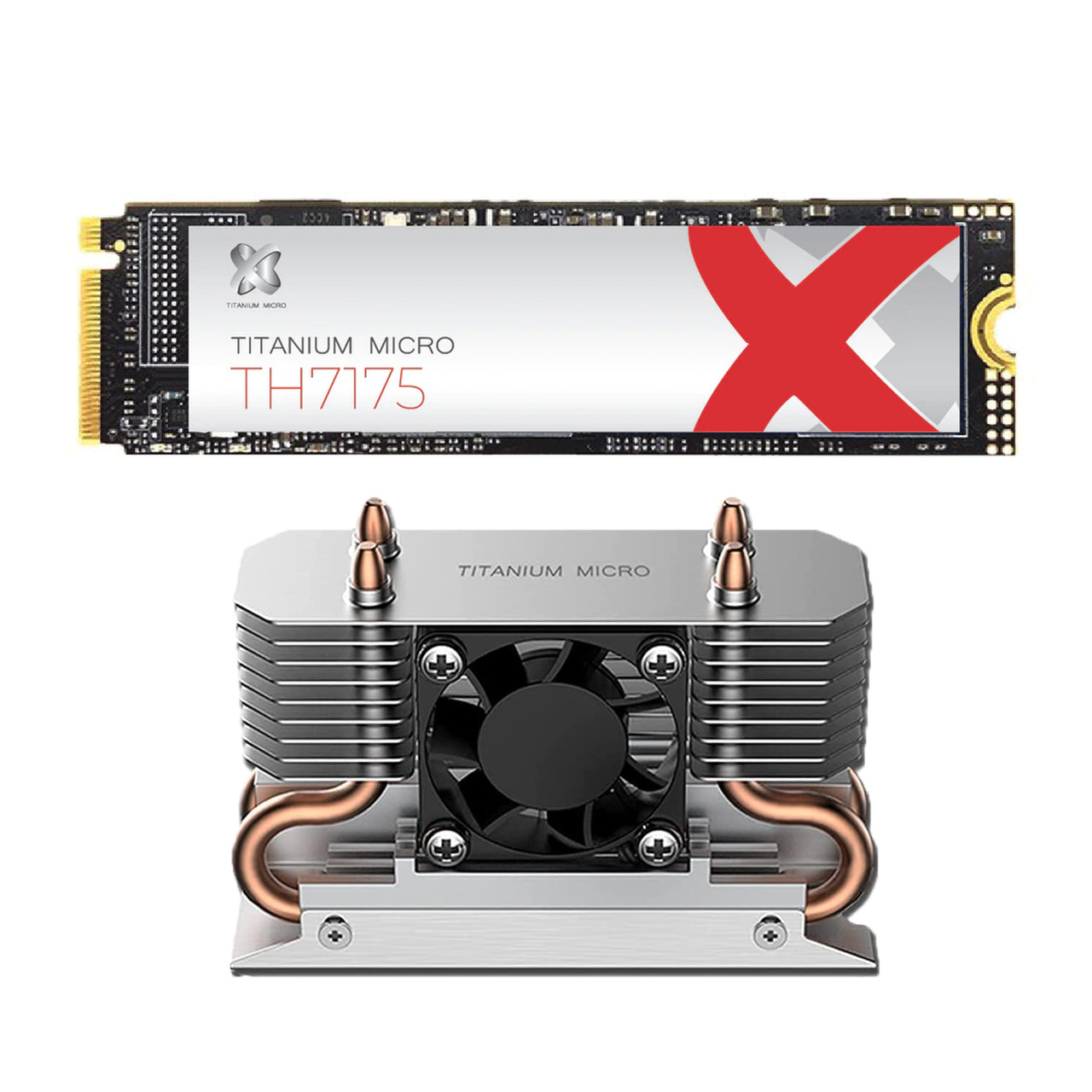 Titanium Micro TH7175 2TB PCIe NVME 4.0 Gen 4 M.2 2280 Internal SSD With Nitro Pro M.2 NVMe Cooler Heatsink with 30mm Fan