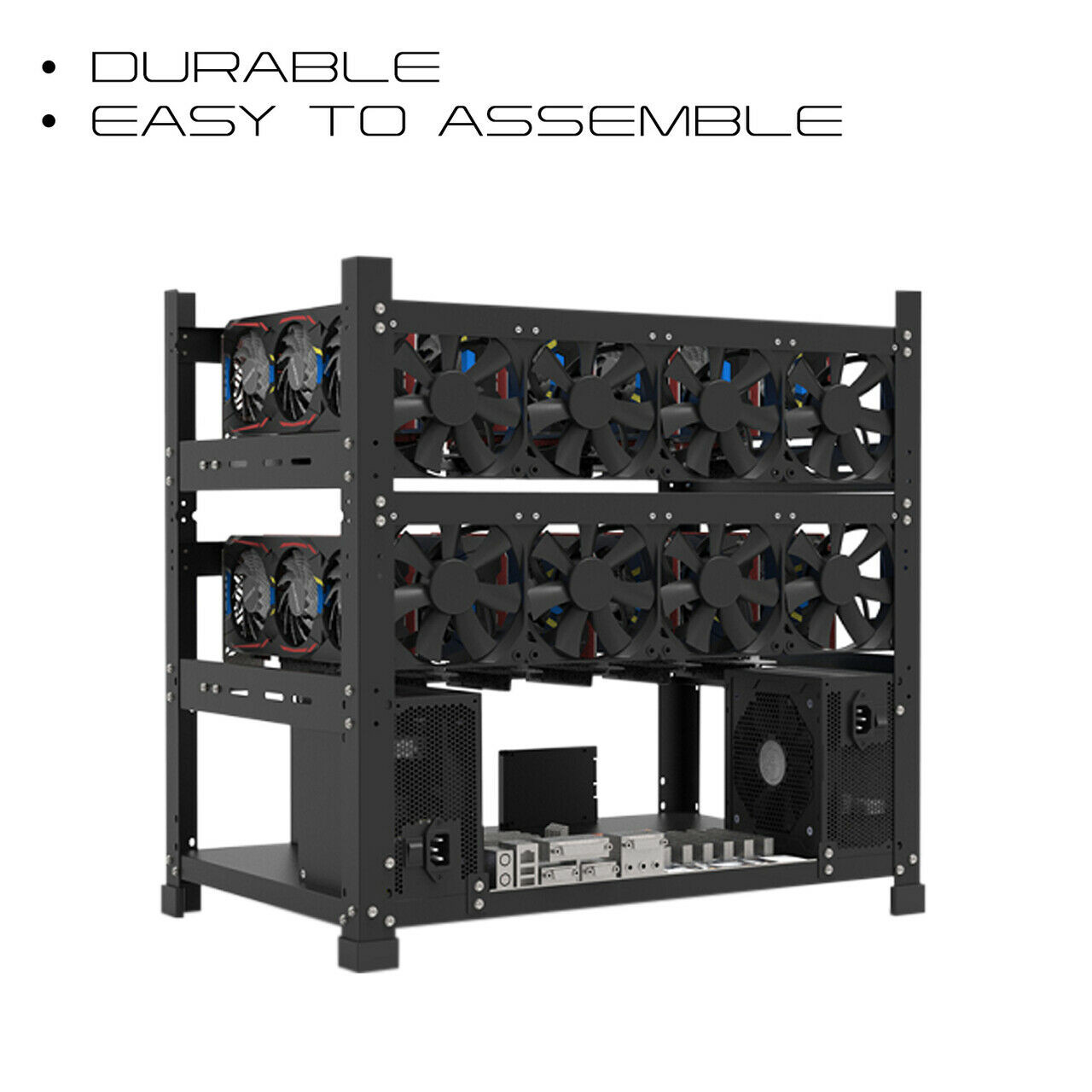 AAAwave 12GPU Open Frame Mining Rig Frame Chassis with Biostar TZ590-BTC DUO Motherboard for Crypto currency mining