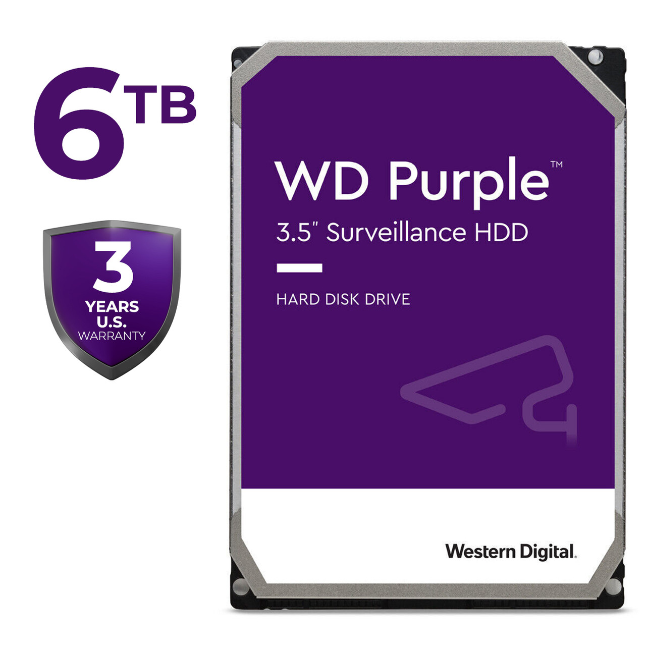 WD Purple 6TB Surveillance Internal Hard Drive HDD WD63PURZ  - SATA 6 Gb/s, 256 MB Cache, 3.5"