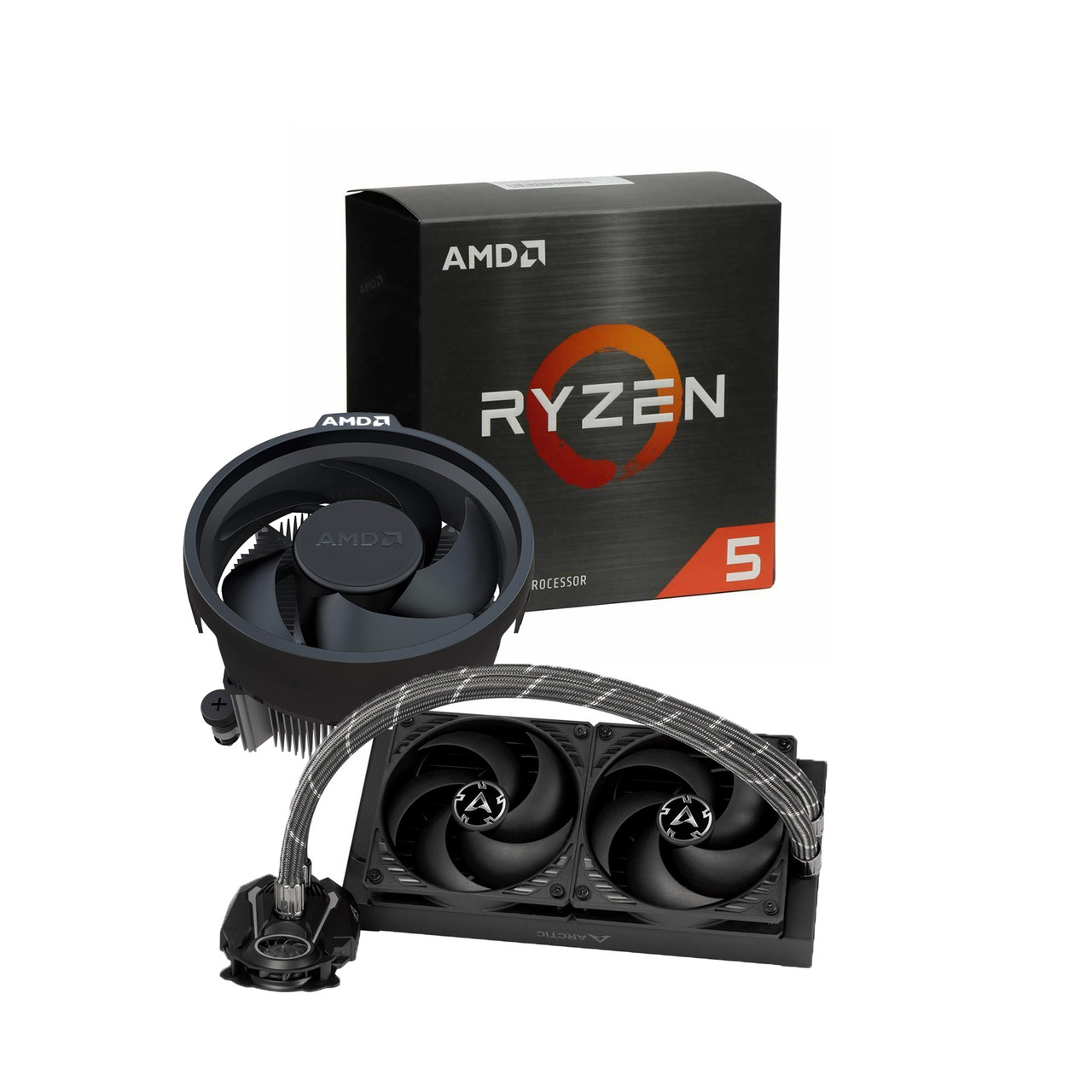 AMD Ryzen 5 5600X Desktop Processor W/ Arctic Liquid Freezer II 240