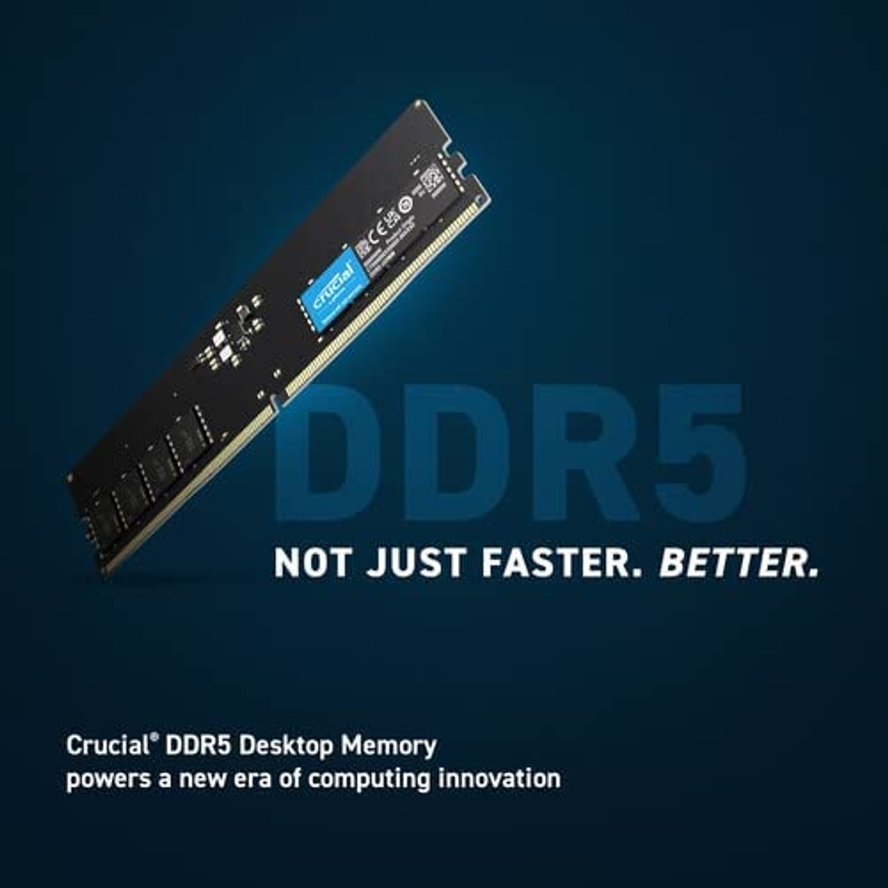 Crucial 16GB DDR5 4800 PC5-38400 CL40 Single Channel Desktop Memory Module (Black) CT16G48C40U5