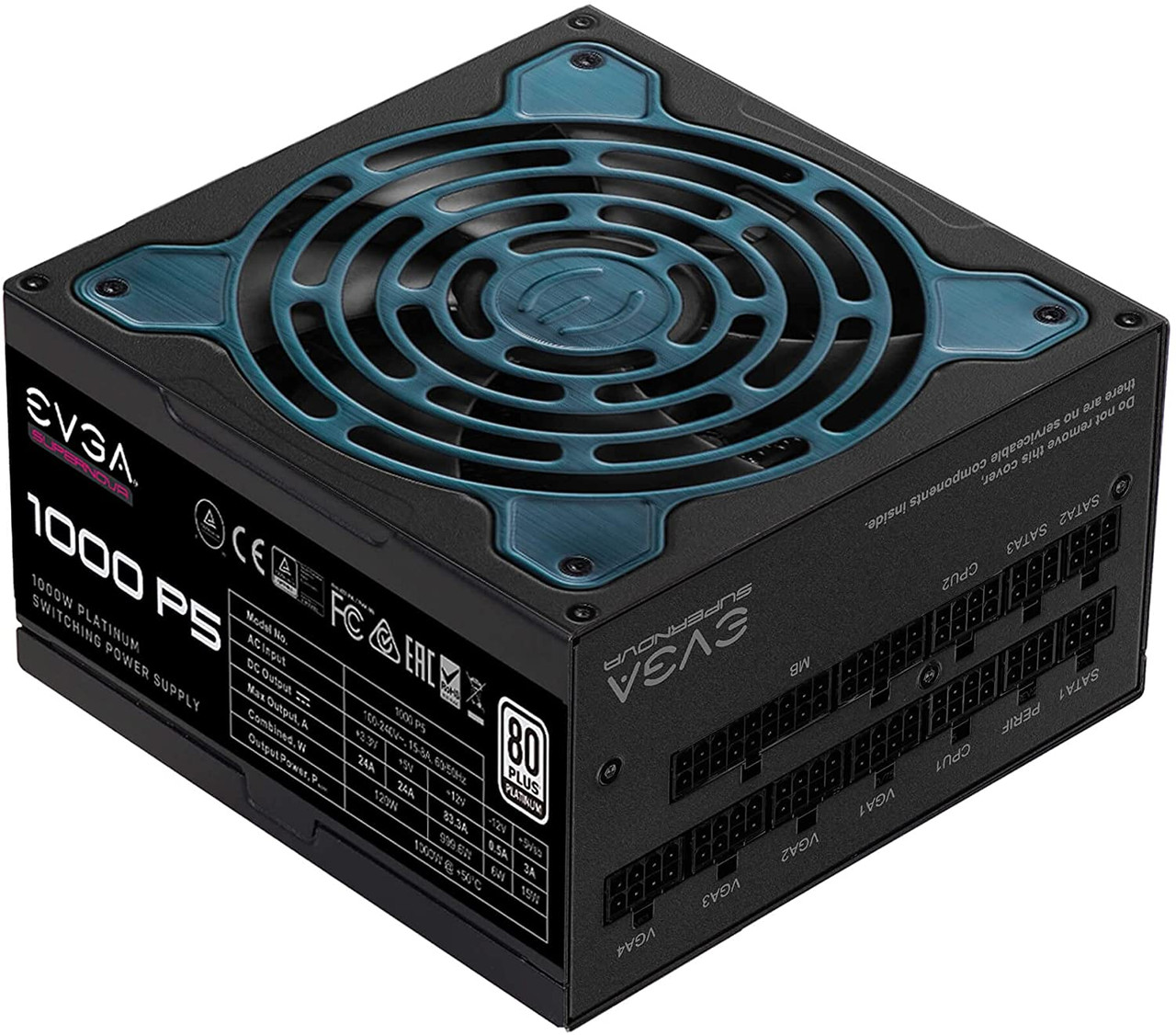 EVGA Supernova 1000 P5, 80 Plus Platinum 1000W, Fully Modular, Eco Mode with FDB Fan, 10 Year Warranty 220-P5-1000-X1