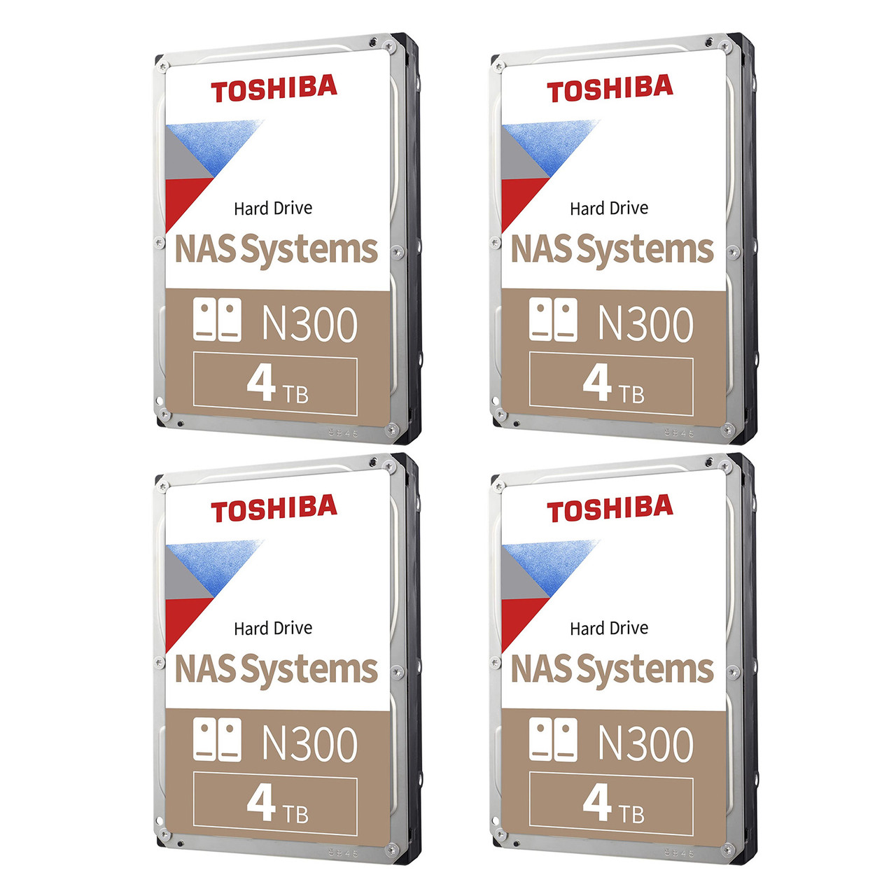 Toshiba N300 4TB NAS 3.5-Inch Internal Hard Drive - CMR SATA 6 GB/s 7200 RPM 256 MB Cache HDWG440XZSTA (Pack of 4)