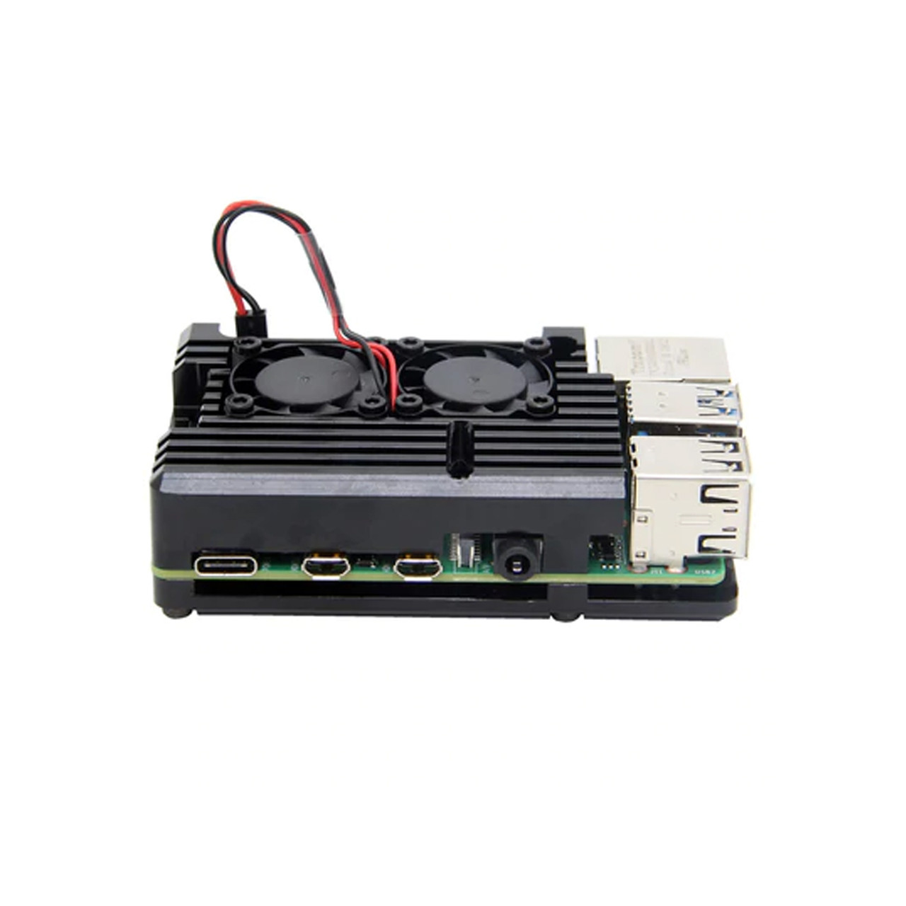 AAAwave Raspberry Pi 4 Black Dual-Fan Aluminum Case With Black Power Supply and Power Switch Combo Set