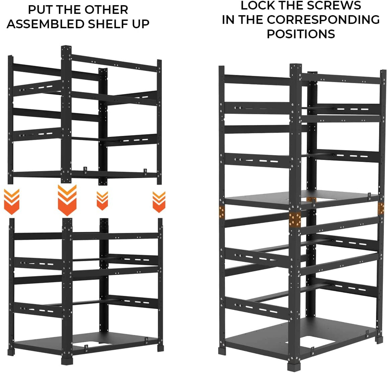 AAAwave The Sluice V.2 Up to 12 GPU Stackable Mining Rig Frame and 4 pcs of stacking brackets (Black)