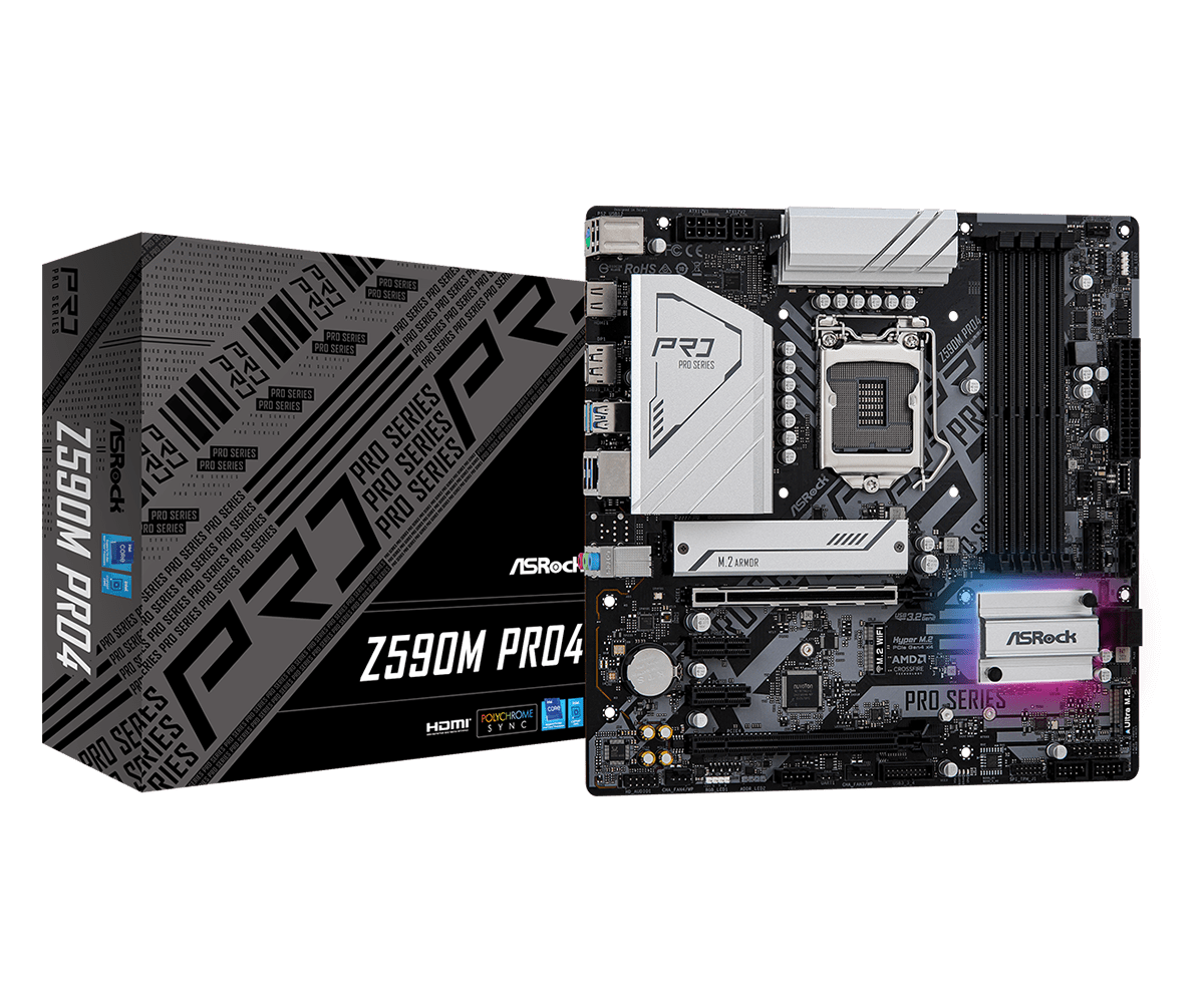 ASRock Z590M PRO4 LGA 1200 Intel Z590 SATA 6Gb/s Micro ATX Intel Motherboard