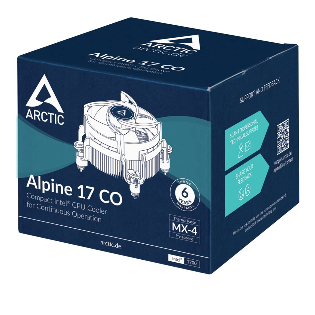 Arctic ACALP00041A Alpine 17 CO Compact Intel Alder Lake CPU-Cooler for Continuous Operation