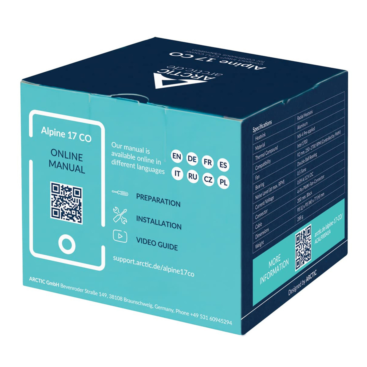 Arctic ACALP00041A Alpine 17 CO Compact Intel Alder Lake CPU-Cooler for Continuous Operation