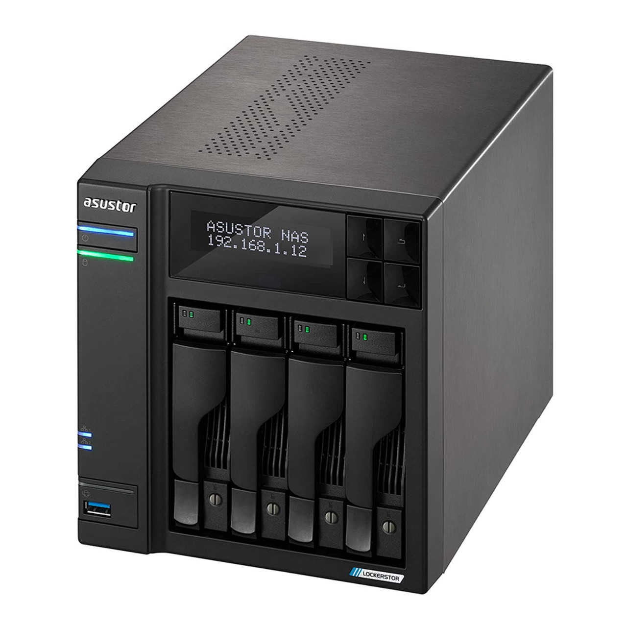 Asustor AS6704T Lockerstor 4 Gen2,4Bay NAS,Quad-Core 2.0GHz CPU,Dual 2.5GbE Ports,4GB DDR4,Four M.2 SSD Slots (Diskless)