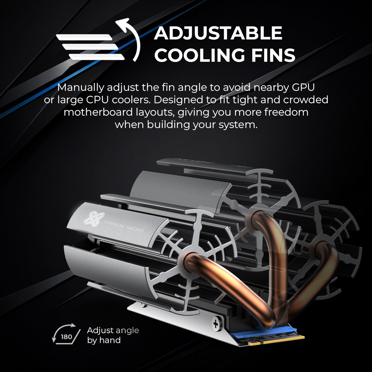 Titanium Micro Nitro Flex M.2 SSD M.2 2280 SSD Rocket Heatsink Built-in 30mm PWM Cooling Fan TMHSFM9NITROFLEX