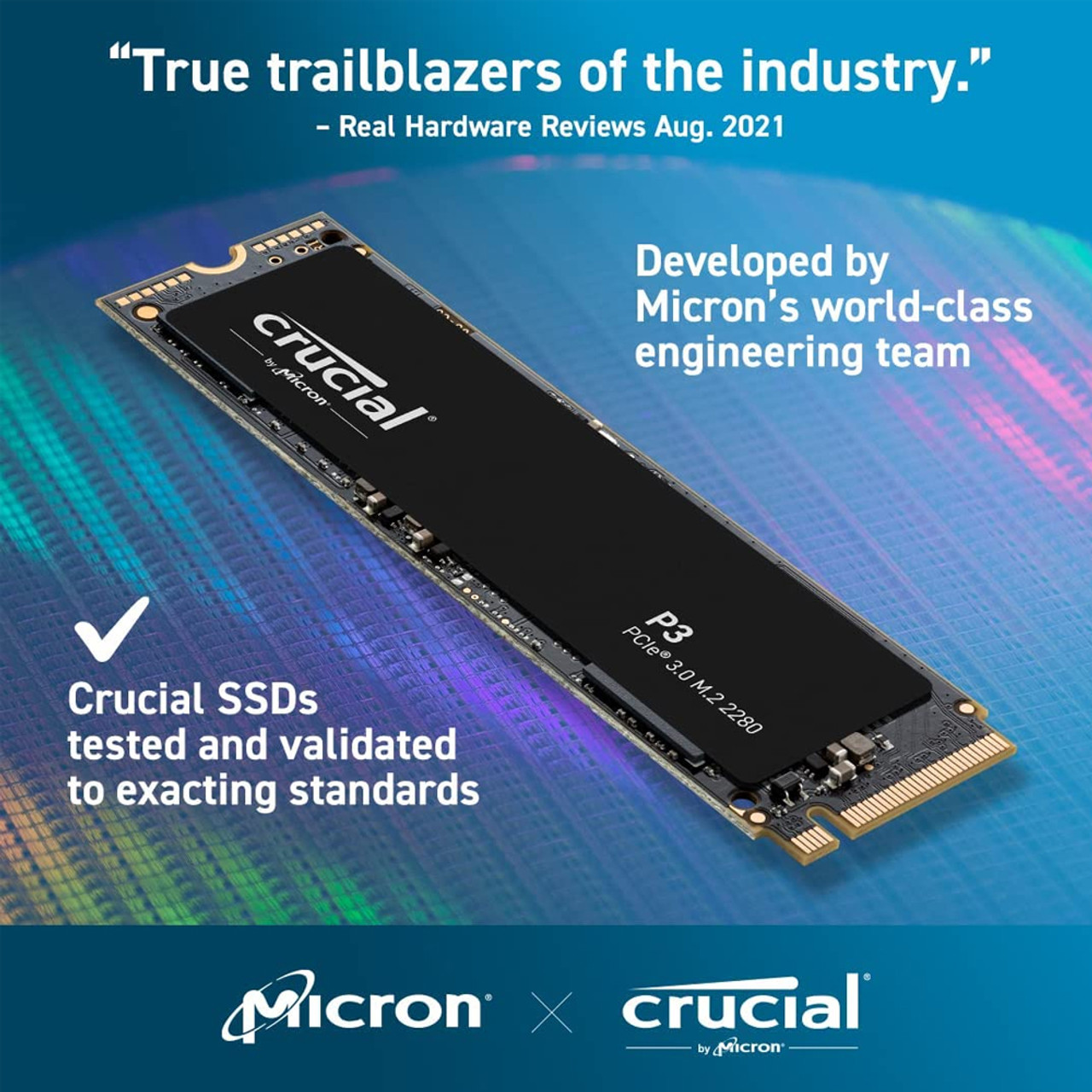 Crucial P3 2TB PCIe 3.0 3D NAND NVMe M.2 SSD, up to 3500MB/s Internal Solid State Drive CT2000P3SSD8