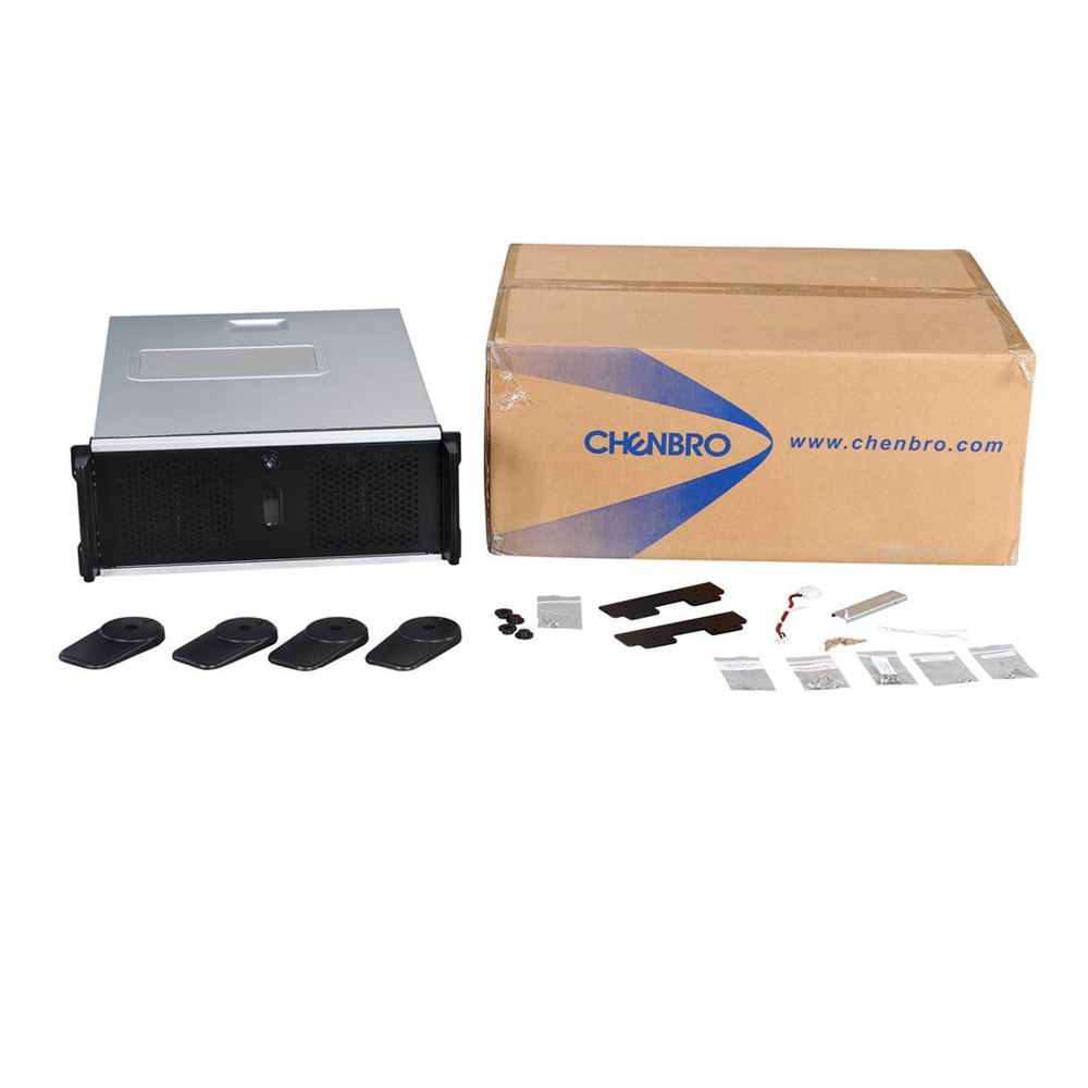 Chenbro RM41300-FS81U3 RM41300 Black Steel / Plastic 4U Rackmount Server Case for Tesla GPU 3 External 5.25" Drive Bays