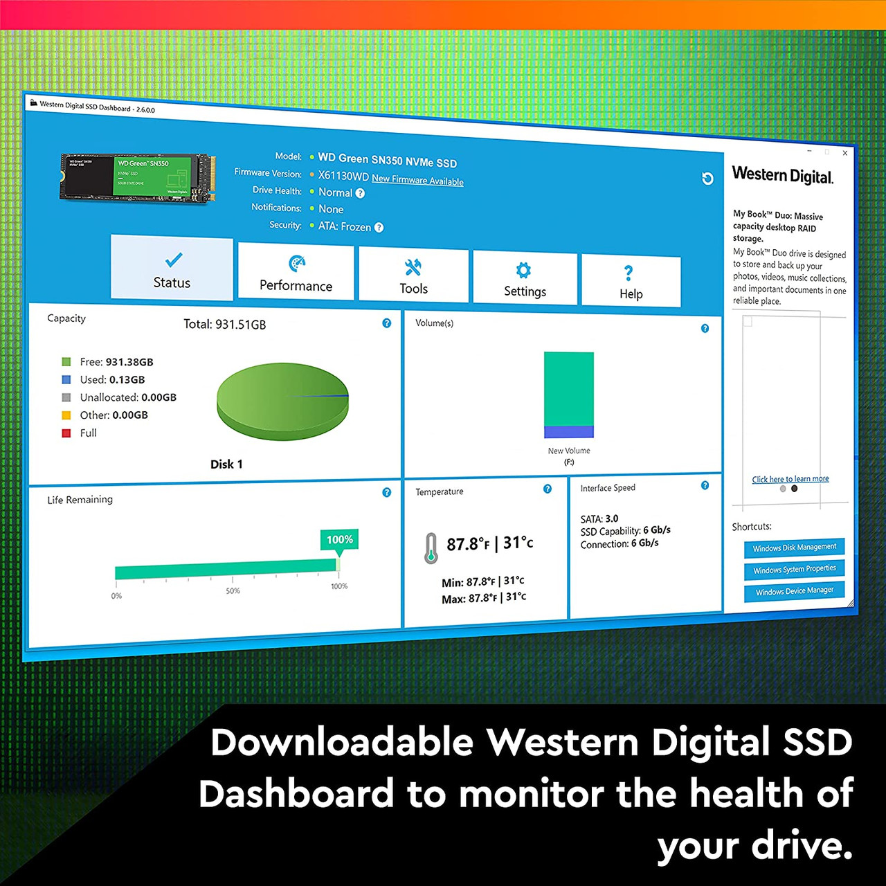 WD 2TB WD Green SN350 NVMe Internal SSD Solid State Drive - Gen3 PCIe, QLC, M.2 2280, Up to 3,200 MB/s WDS200T3G0C