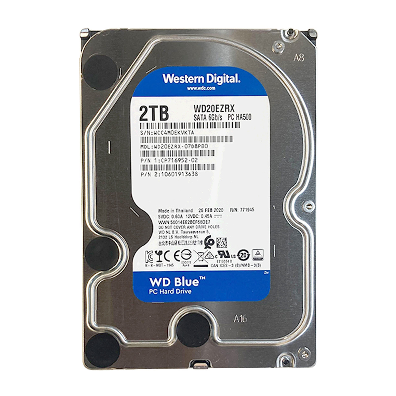 WD WD20EZRX WD Blue 2TB Desktop Hard Drive: 3.5-inch SATA 6 Gb/s