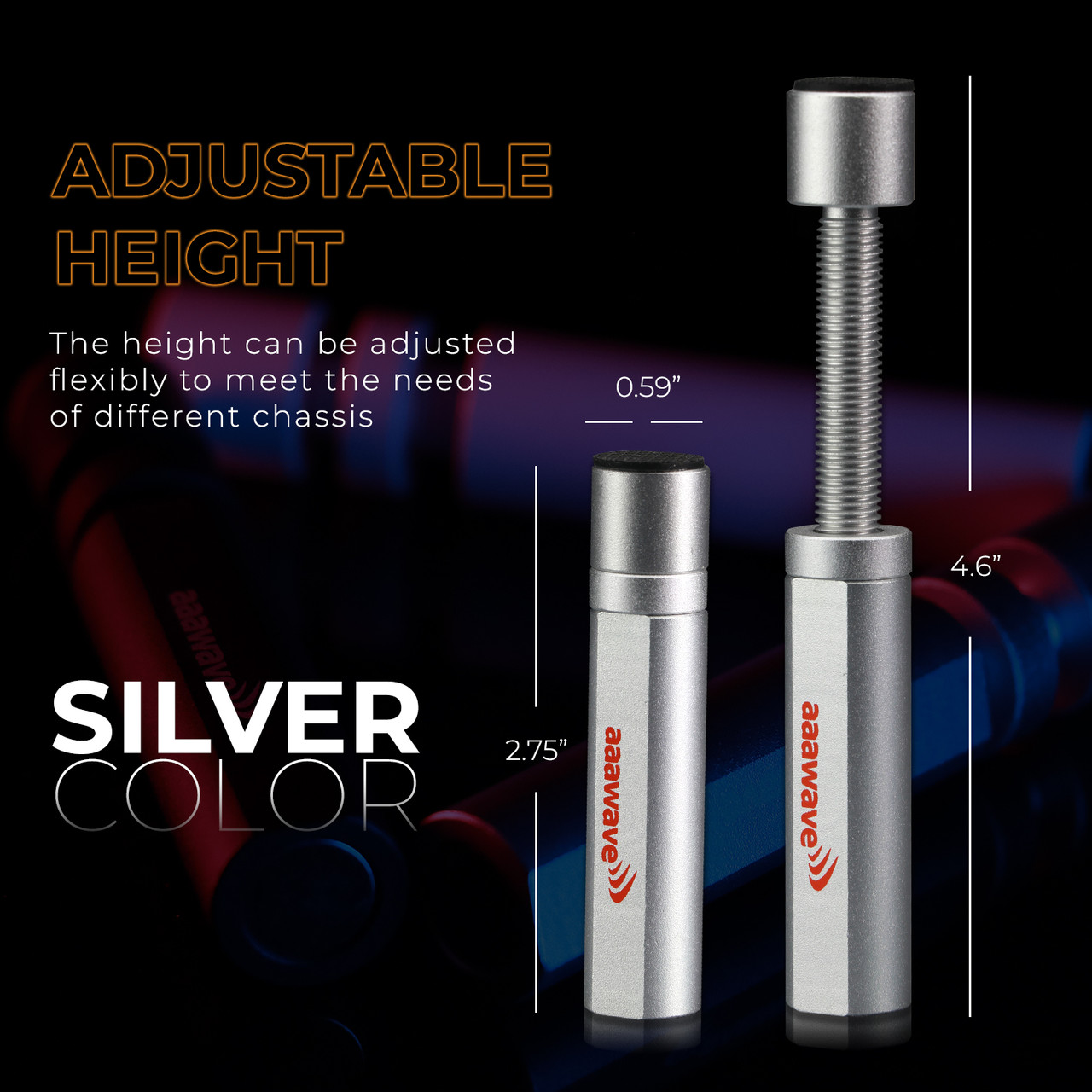 AAAwave Graphics Card Support Bracket Adjustable Height GPU Brace with Magnet base and Non-Slip rubber pad (Silver)