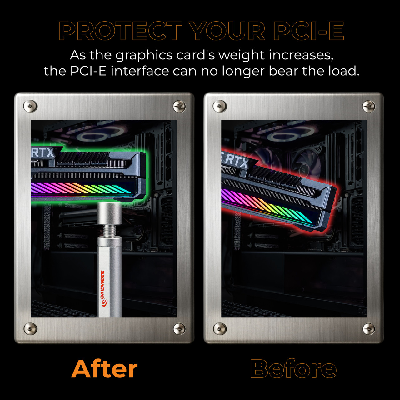 AAAwave Graphics Card Support Bracket Adjustable Height GPU Brace with Magnet base and Non-Slip rubber pad (Silver)