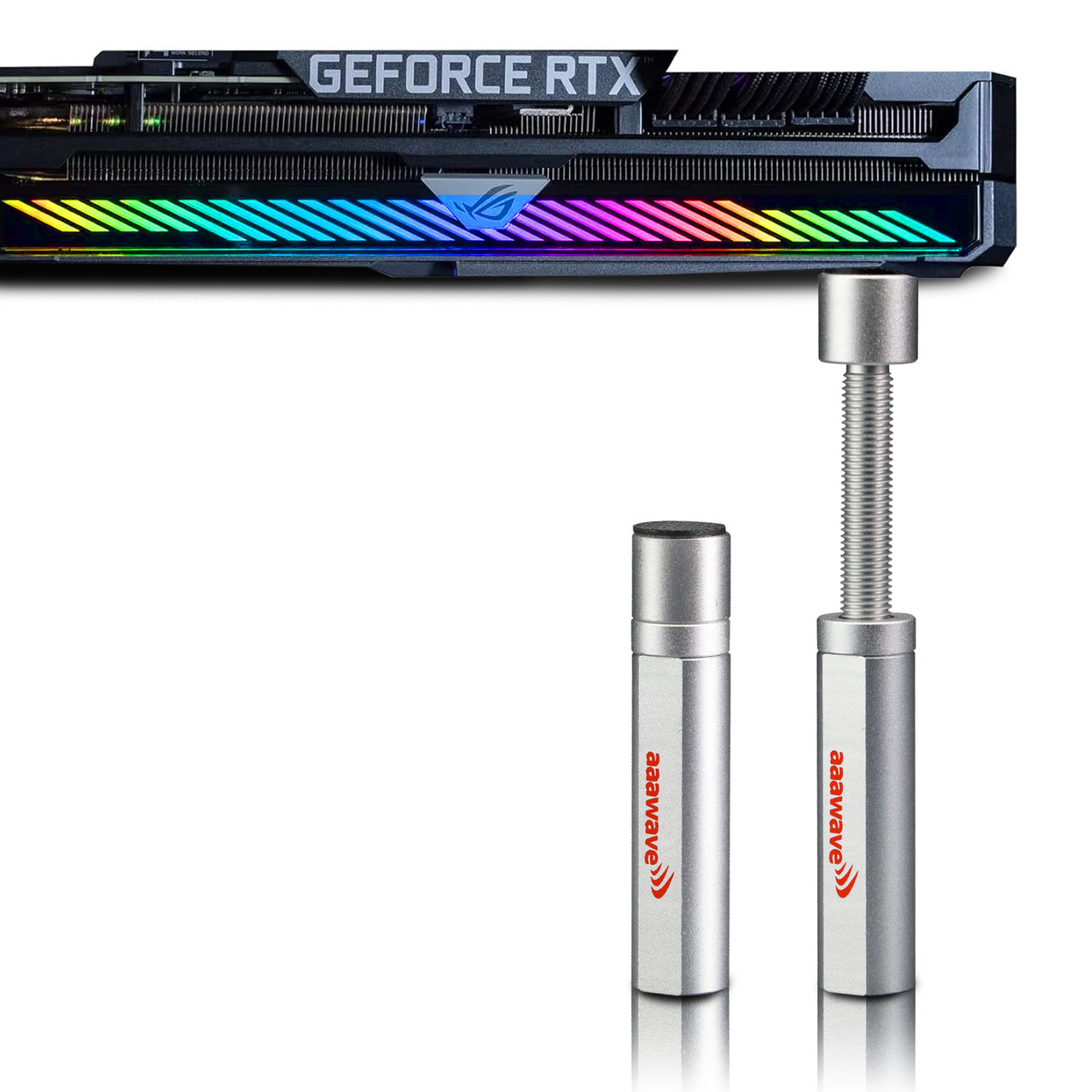 AAAwave Graphics Card Support Bracket Adjustable Height GPU Brace with Magnet base and Non-Slip rubber pad (Silver)