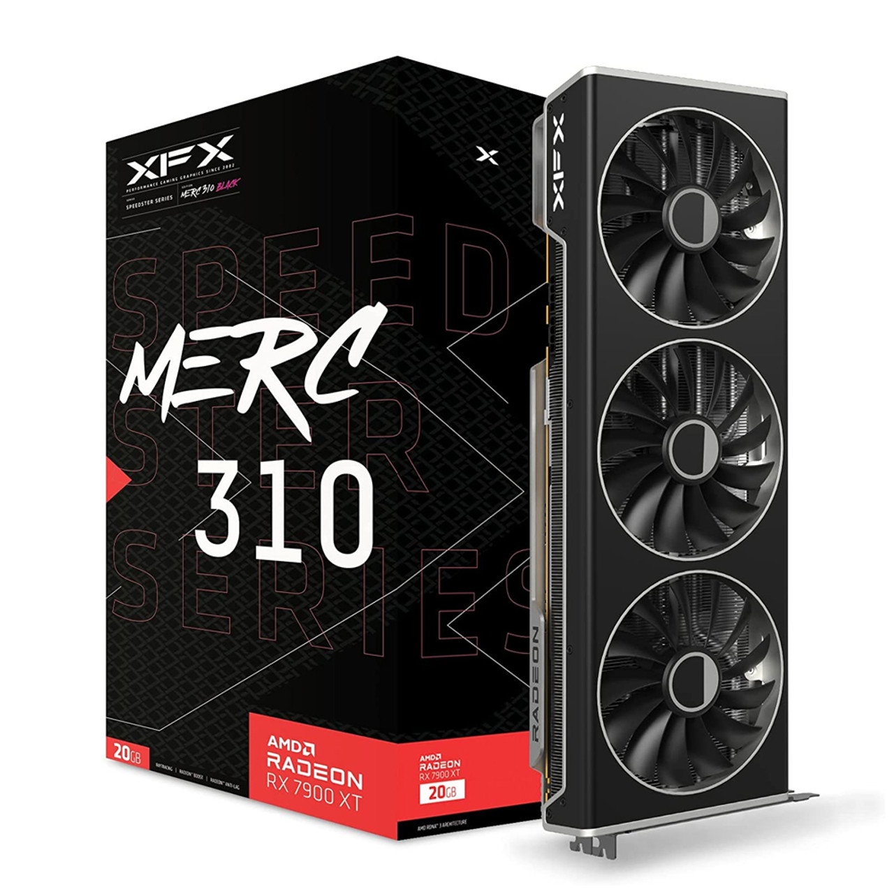 XFX Speedster MERC310 AMD Radeon RX 7900XT Black Gaming Graphics Card with  20GB GDDR6, AMD RDNA 3 RX-79TMERCB9