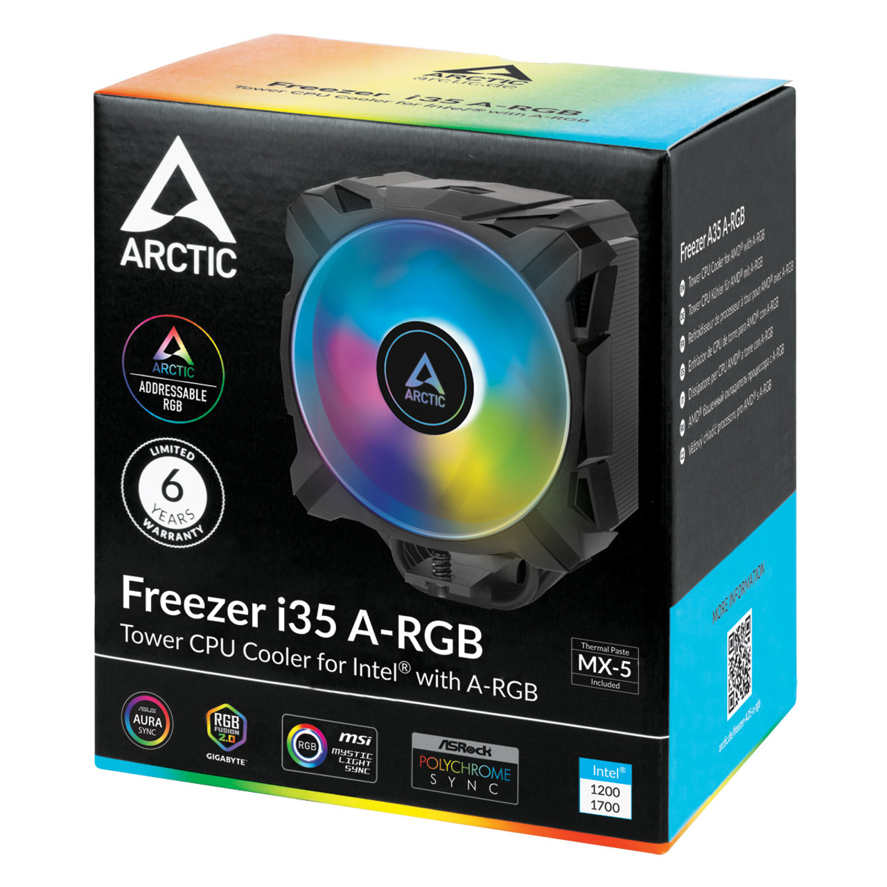 Arctic Freezer i35 ARGB, AMD Specific, Pressure Optimized 120 mm P-Fan, 200-1700 RPM, 4 Heat Pipes - Black ACFRE00104A