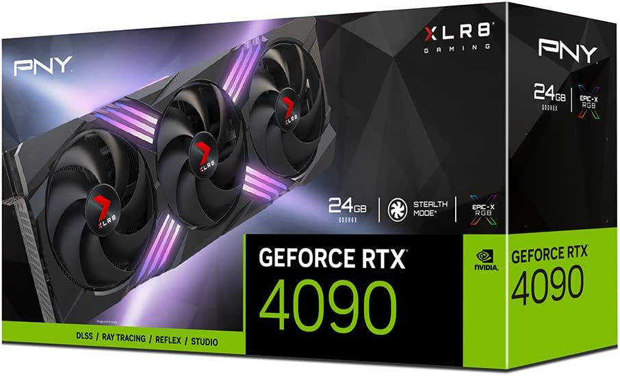 PNY VCG409024TFXXPB1 GeForce RTX 4090 24GB XLR8 Gaming VERTO EPIC-X RGB Triple Fan Graphics Card DLSS 3