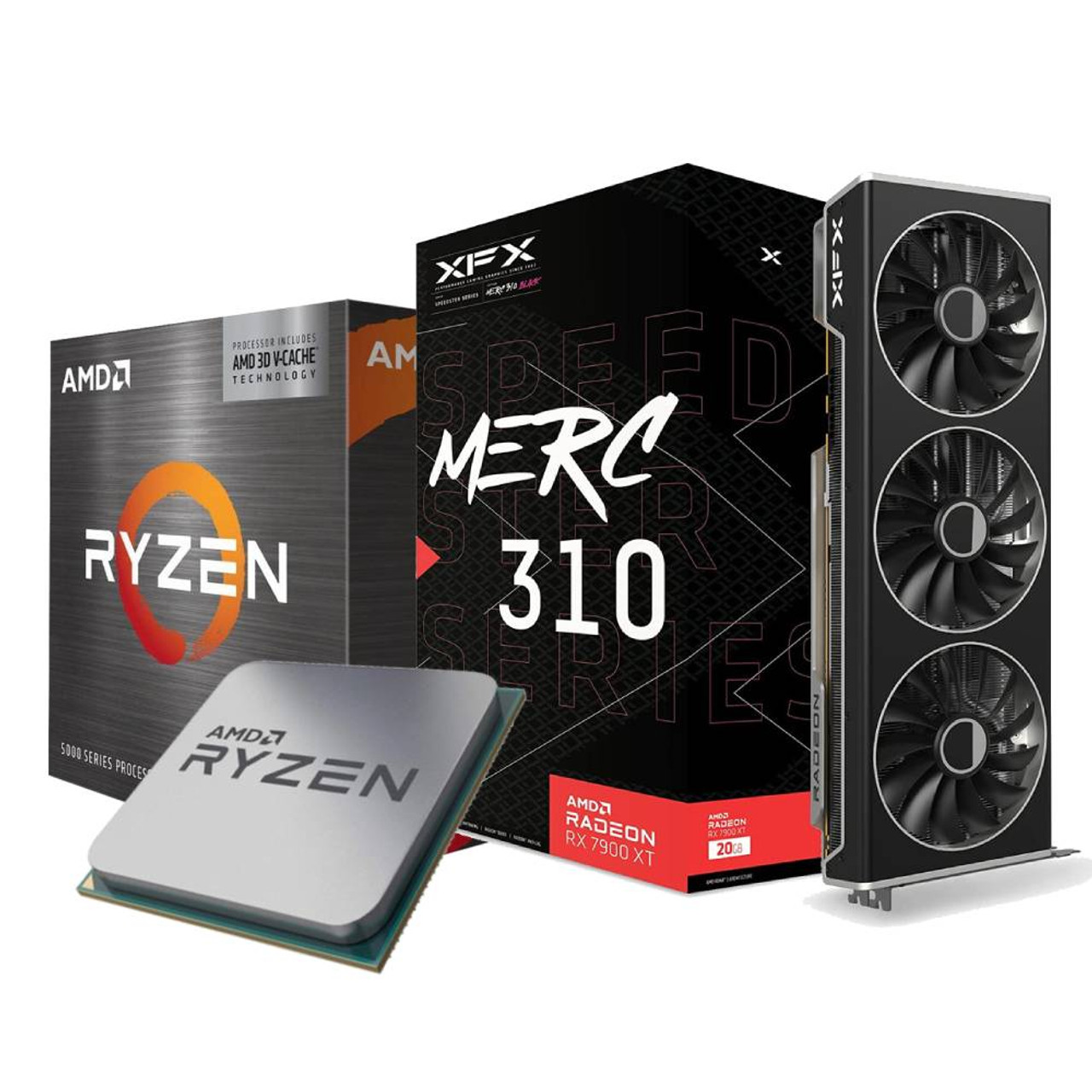 AMD Ryzen 7 5800X3D 8-Core 3.4GHz AM4 Desktop CPU with XFX RX 7900XT Speedster MERC310 AMD Radeon Black Gaming