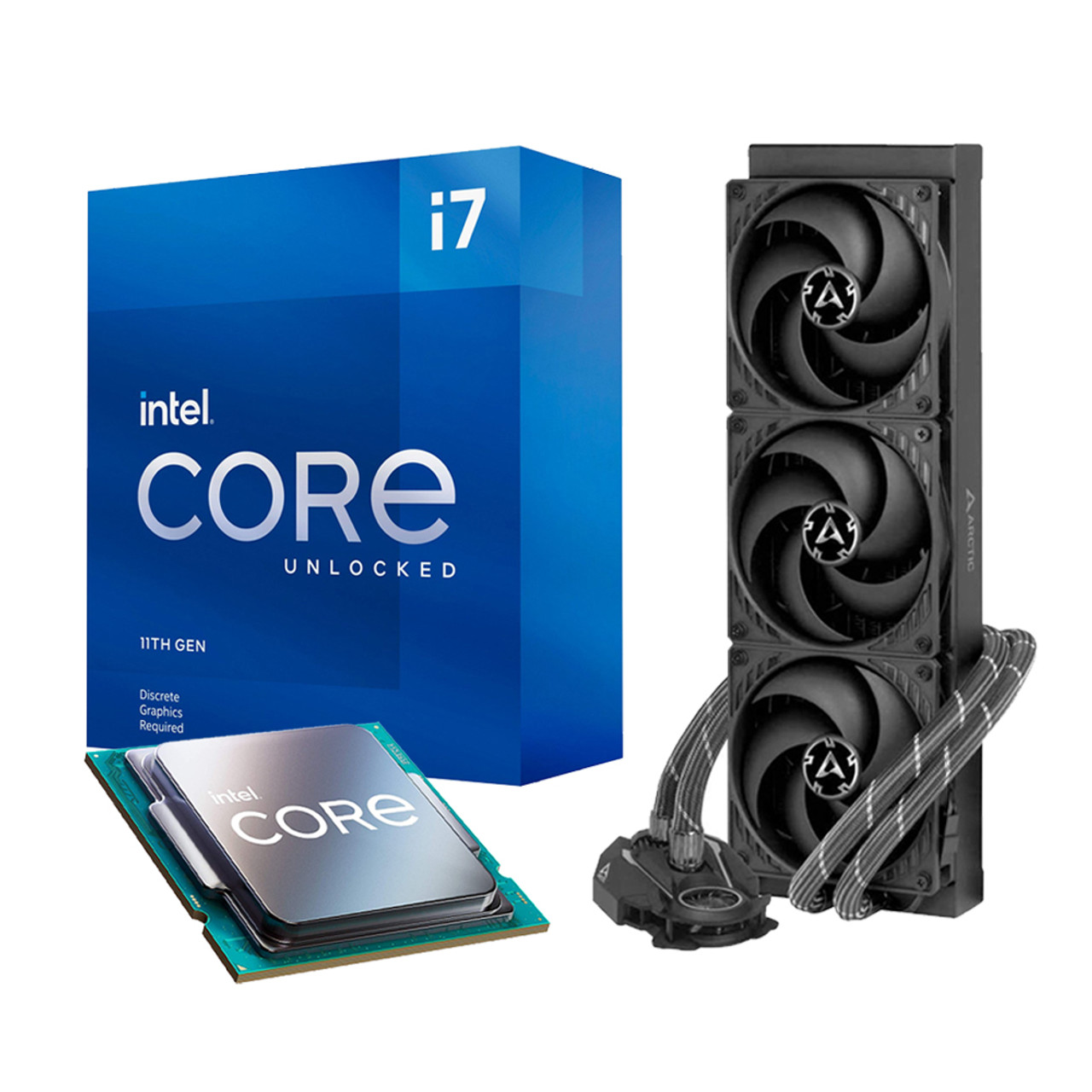 Intel Core i7-11700KF Processor 8-Core 3.6GHz LGA1200 with Arctic Liquid  Freezer II 360 CPU Water Cooler