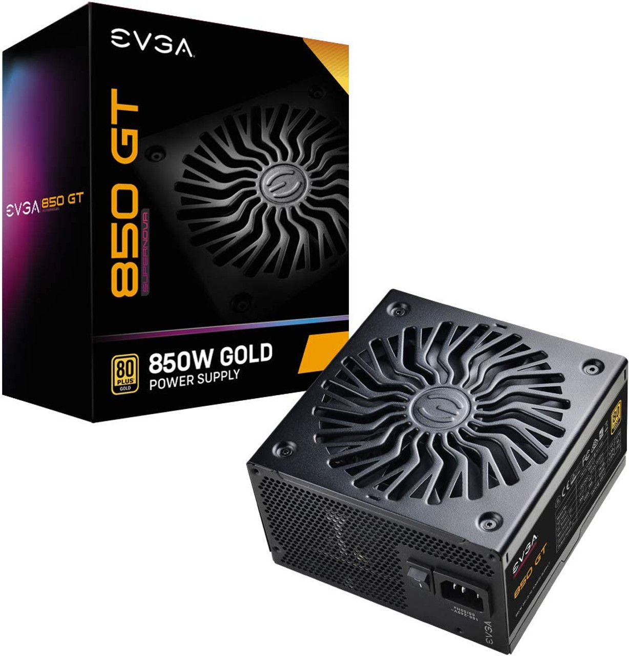 EVGA SuperNOVA 850 GT, 80 Plus Gold 850W, Fully Modular, Auto Eco Mode with FDB Fan, Includes Power ON Self Tester, Compact 150mm Size, Power Supply 220-GT-0850-Y1