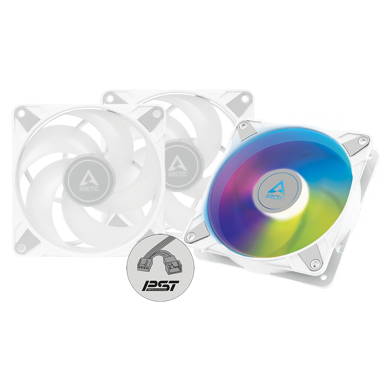 ARCTIC ACFAN00258A (Pack 3) P12 PWM PST A-RGB 0dB Pressure-optimised 120 mm Case Fan (White)