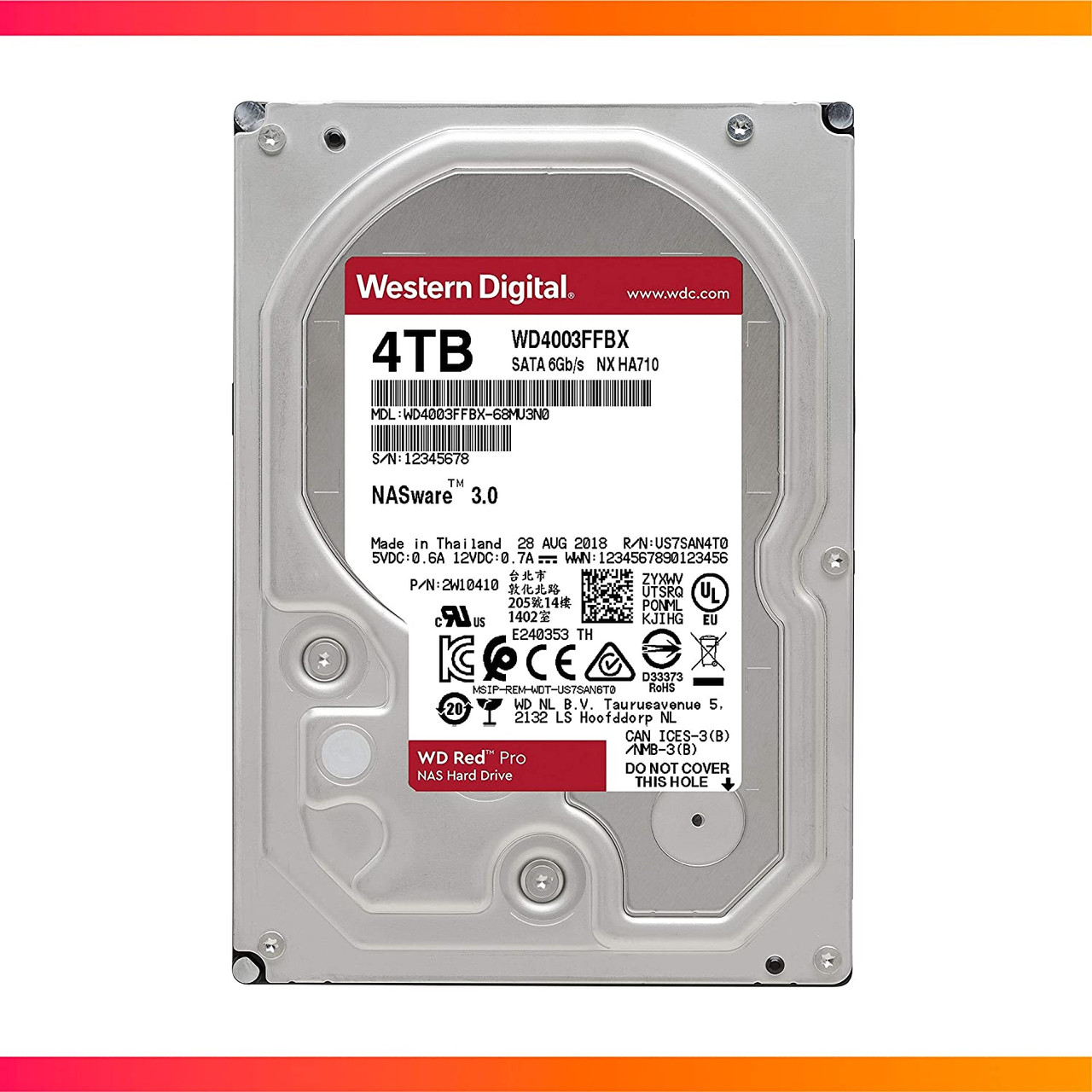 WD WD4003FFBX Red Pro 4TB NAS HDD 7200RPM SATAIII 256MB 3.5" Internal Hard Disk Drive