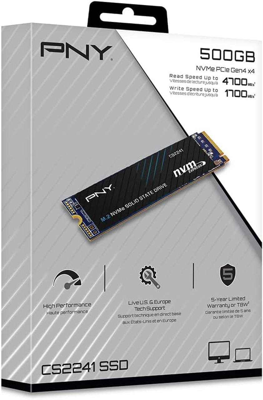 PNY CS2241 500GB M.2 NVMe Gen4 x4 ,up to 4,700MB/S ,  Internal Solid State Drive (SSD) M280CS2241-500-RB