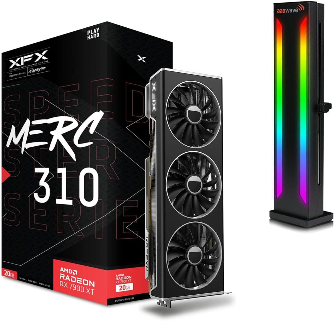 XFX SPEEDSTER MERC 310 AMD Radeon RX 7900 XT Black EditionGaming Graphics Card w/ A-RGB GPU Bracket (Black)