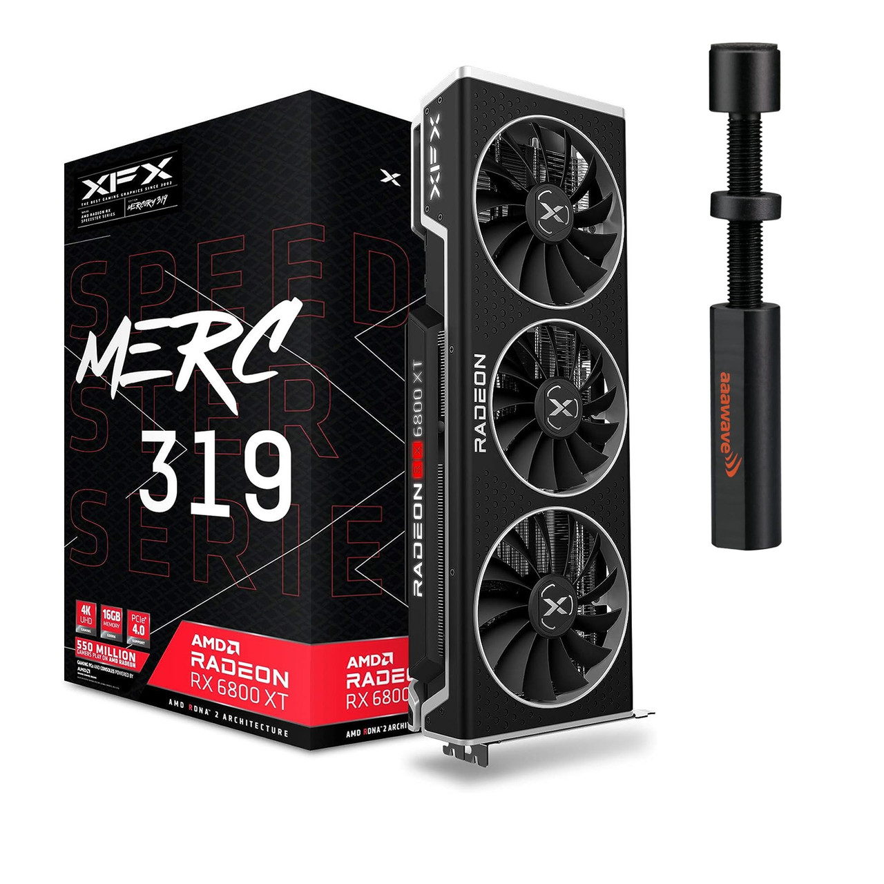 XFX SPEEDSTER MERC 319 AMD Radeon RX 6800 XT CORE 16GB GDDR6 RDNA 2 Gaming  Graphics Card w/ GPU Bracket (ฺBlack)